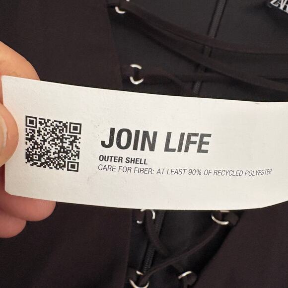 New ZARA Eyelet Lace-up Black Bodysuit Long Sleeve Medium Stretchy - Picture 5 of 14